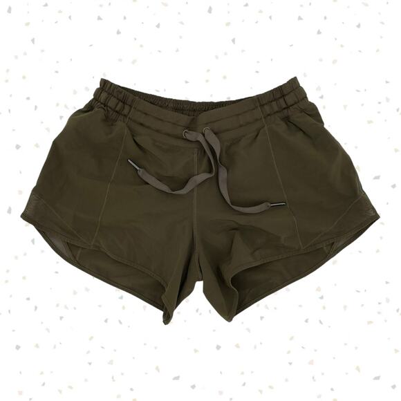 lululemon athletica Pants - Lululemon Hotty Hot Shorts Long 4" Dark Olive Army Green Running Athletic Size 6